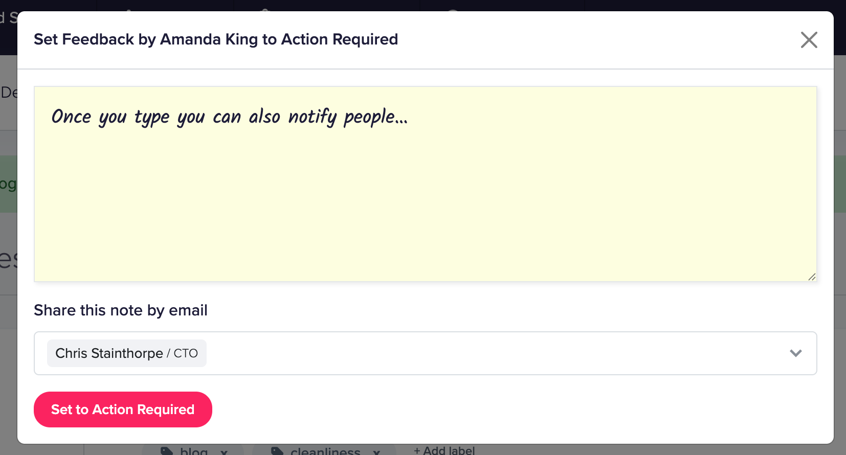 CustomerSure Feedback Notes UI